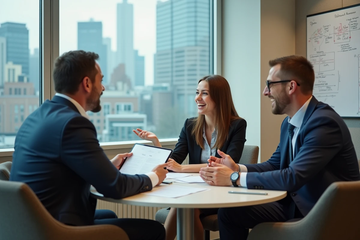 Équipe dirigeante d'Adivak en discussion stratégique autour d'une table, illustrant les coulisses d'une success story entrepreneuriale en 2026