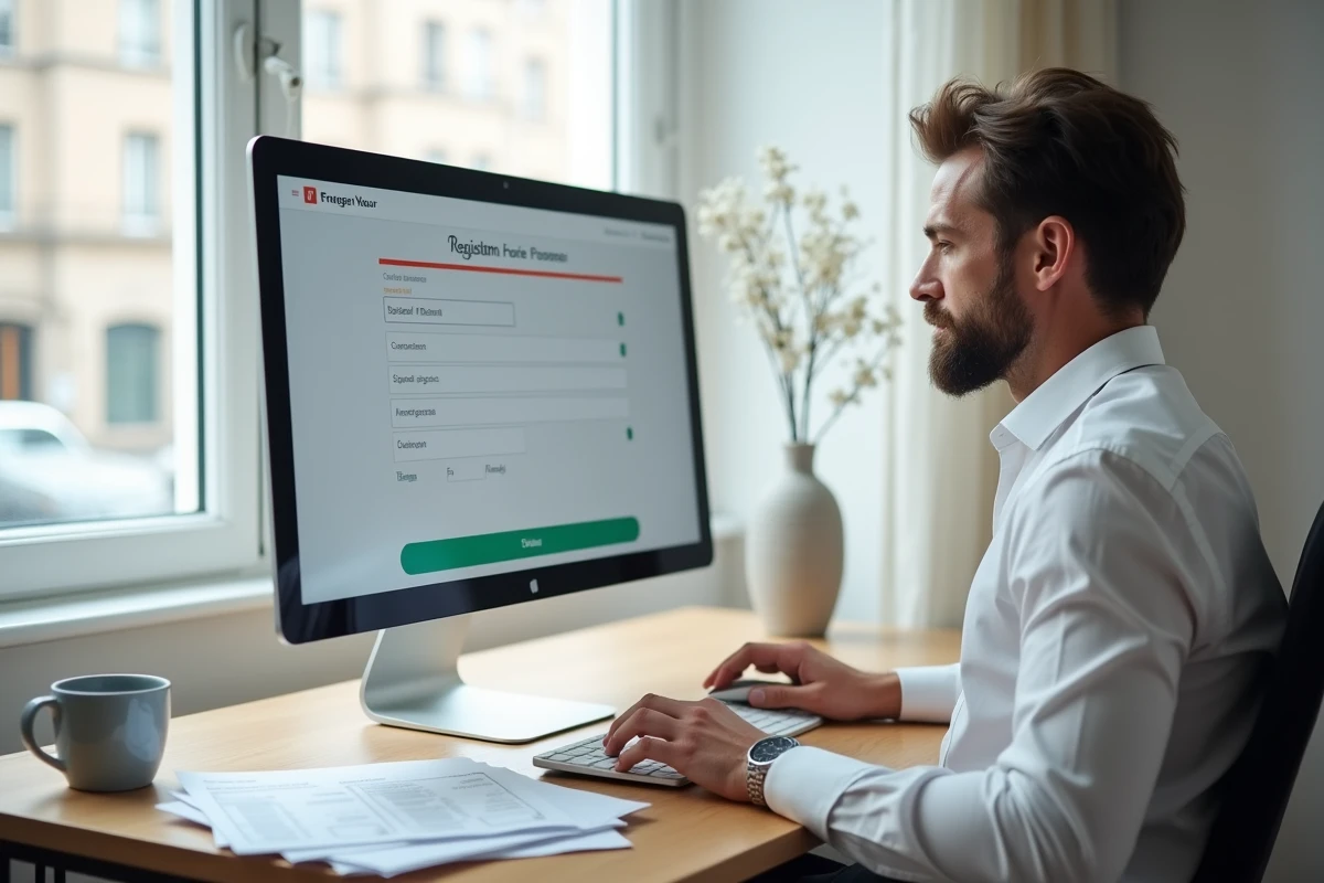 Avocat indépendant effectuant ses démarches en ligne pour enregistrer son code NAF sur le site officiel