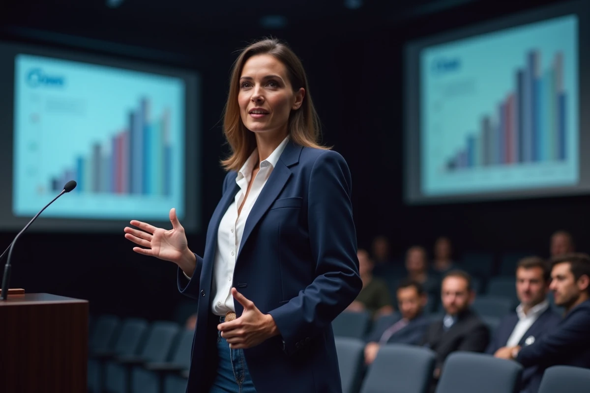 Conférencière française présentant lors d'une session du programme lesentreprisesfrenchy event 2026