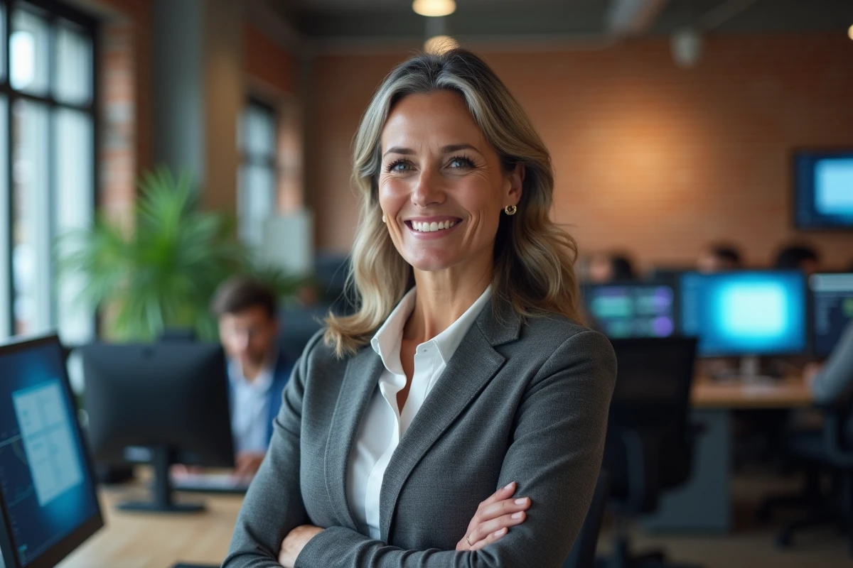 Femme gestionnaire IT dans un espace de travail moderne