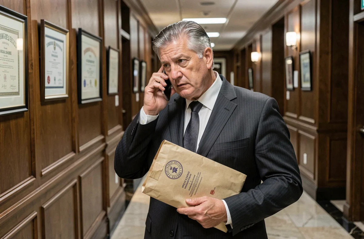 Homme en costume consultant un avocat par téléphone concernant un retard de solde de tout compte
