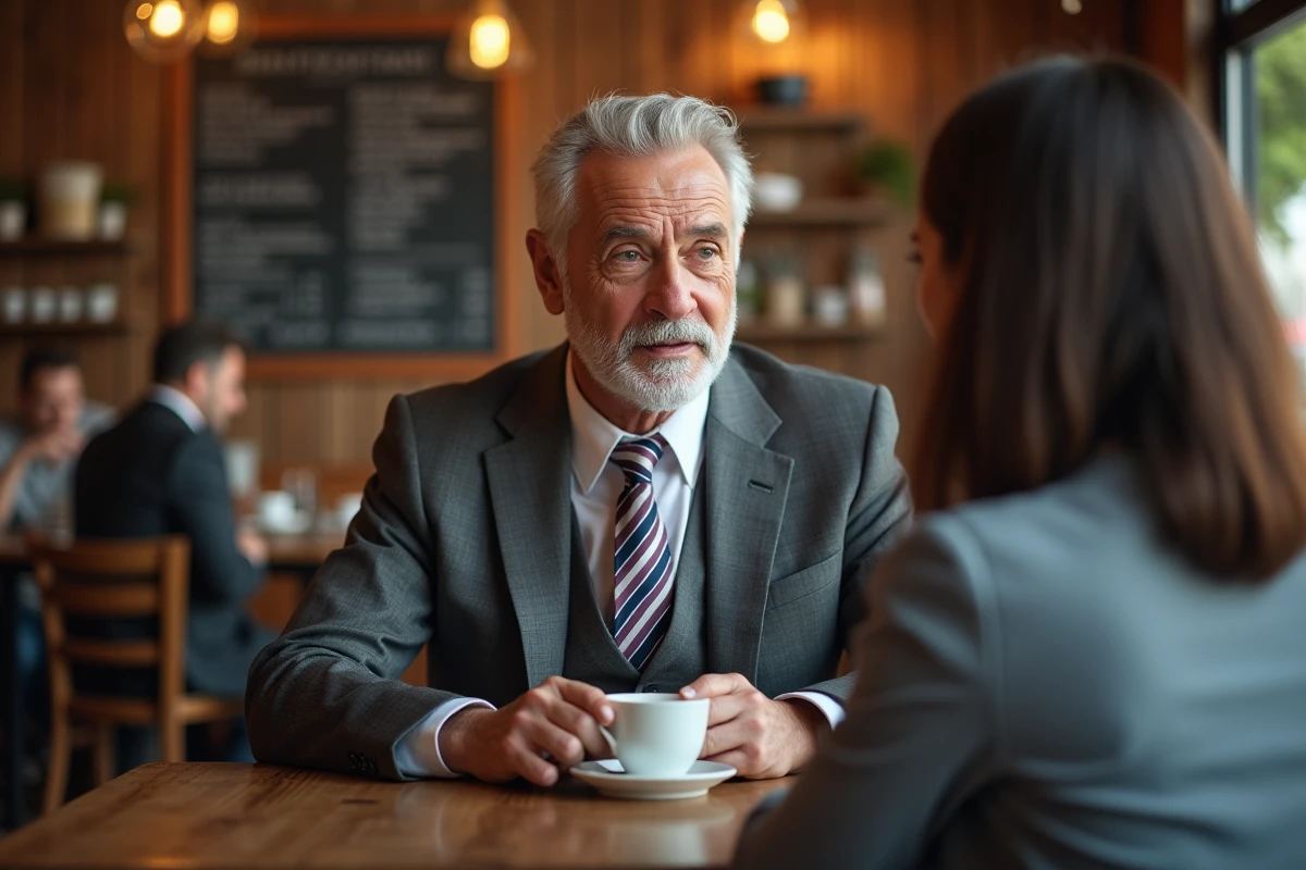 Homme en costume répondant lors d