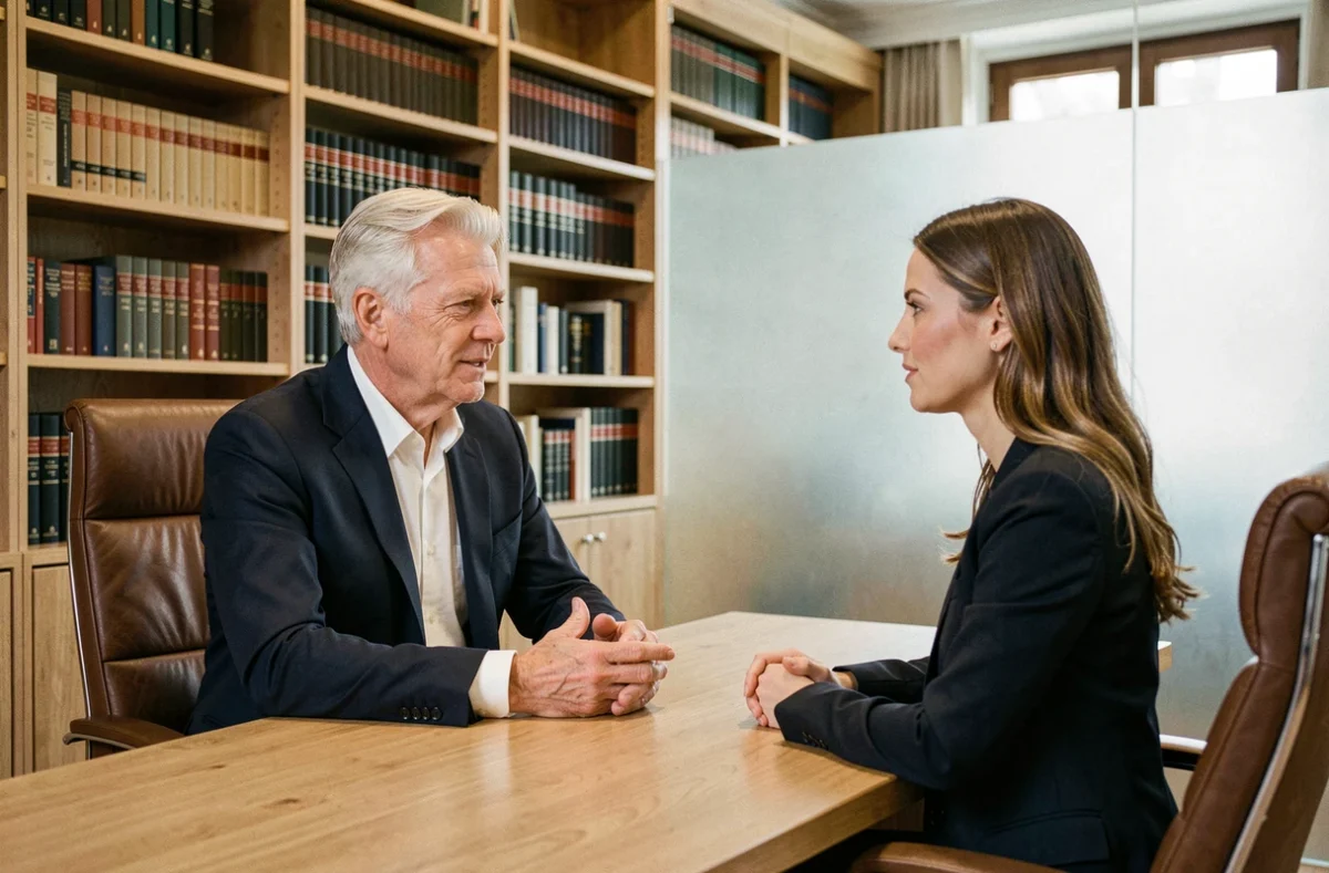 Recruteur senior de Keyman Executive Search en entretien avec une candidate dans un bureau exécutif haut de gamme