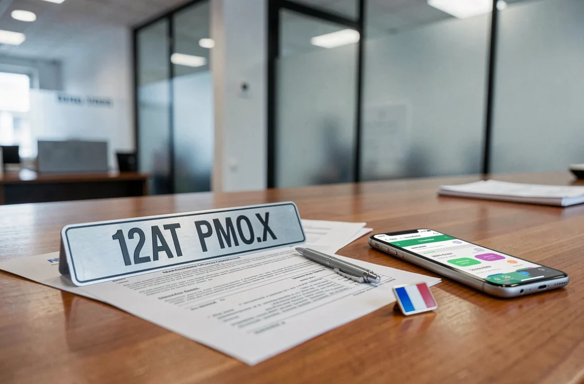 Plaque de licence taxi parisienne et documents de financement posés sur un bureau administratif illustrant les aides au prix de la licence en 2026